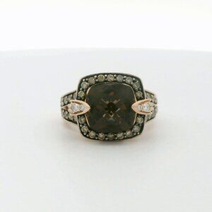 LeVian 14k Rose Gold Smoky Quartz Diamond Cocktail Ring - Size 7.5